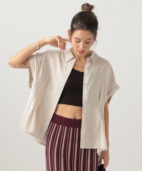 BAYFLOW（ベイフロー）の「タックデザインブラウス（シャツ/ブラウス・レディース・グレイッシュベージュ/ライトイエロー/ブラック・FREE）」の7枚目の写真