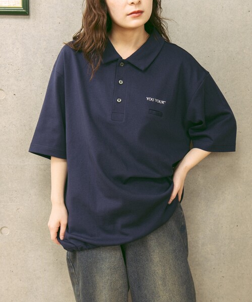 FREAK'S STORE（フリークスストア）の「限定展開 YOU YOUR/ユーユアー ワンポイントロゴ ポロシャツ（ポロシャツ・メンズ・ブラック/ネイビー・LARGE/SMALL/MEDIUM）」の2枚目の写真