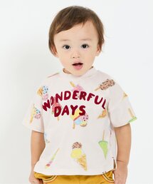 【リンク】おっきなアイス&ヨット総柄半袖Tシャツ