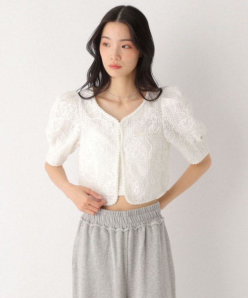 セール】ショート刺繍ジャケット（半袖） 490867（ノーカラー