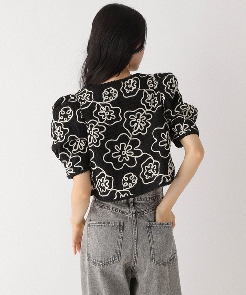 Heather（ヘザー）の「ショート刺繍ジャケット（半袖）　490867（ノーカラージャケット・レディース・ブラック/オフホワイト・FREE）」の13枚目の写真