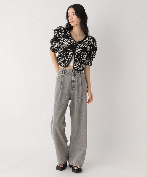 Heather（ヘザー）の「ショート刺繍ジャケット（半袖）　490867（ノーカラージャケット・レディース・ブラック/オフホワイト・FREE）」の17枚目の写真