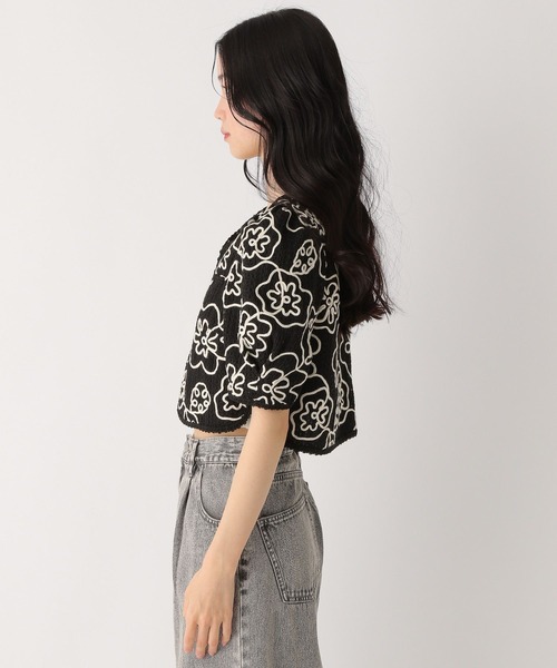 Heather（ヘザー）の「ショート刺繍ジャケット（半袖）　490867（ノーカラージャケット・レディース・ブラック/オフホワイト・FREE）」の21枚目の写真