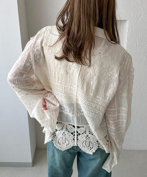 apres jour clair(アプレジュールクレア)の「【apres jour clair】レースデザインシアーシャツ(シャツ/ブラウス・レディース・アイボリー/オフホワイト・フリー)」の15枚目の写真