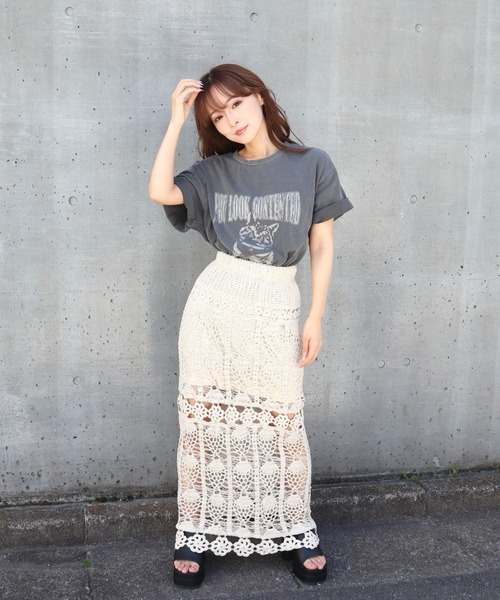 CECIL McBEE(セシルマクビー)の「かぎ針編みスカート(スカート・レディース・ベージュ・MEDIUM)」の2枚目の写真