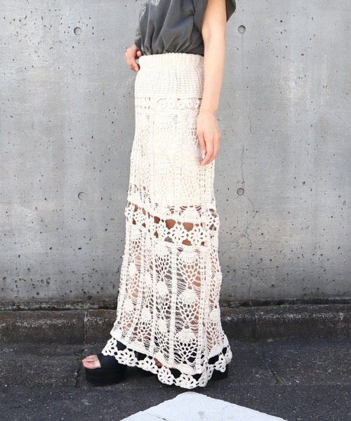 CECIL McBEE(セシルマクビー)の「かぎ針編みスカート(スカート・レディース・ベージュ・MEDIUM)」の4枚目の写真