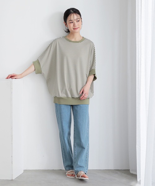 n'OrLABEL(ノアールレーベル)の「ボーダードルマンカットソー(Tシャツ/カットソー・レディース・ネイビー/ブラック/ライトグリーン/モカ・FREE)」の11枚目の写真