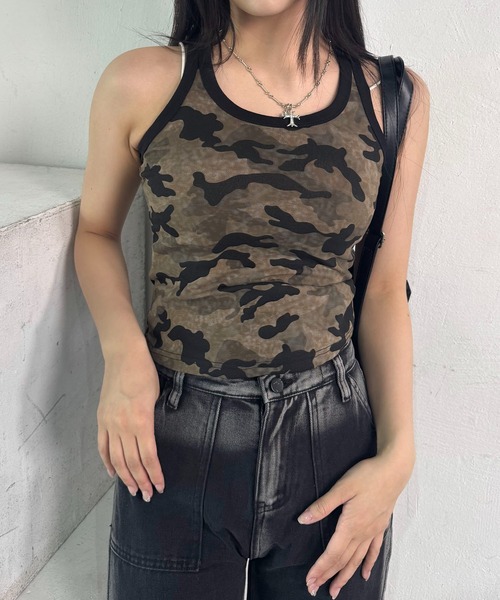 lilful(リルフル)の「配色ライン 迷彩柄タンクトップ カモフラージュ(タンクトップ・レディース・その他・M/S)」の8枚目の写真