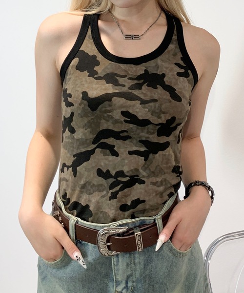 lilful(リルフル)の「配色ライン 迷彩柄タンクトップ カモフラージュ(タンクトップ・レディース・その他・M/S)」の11枚目の写真