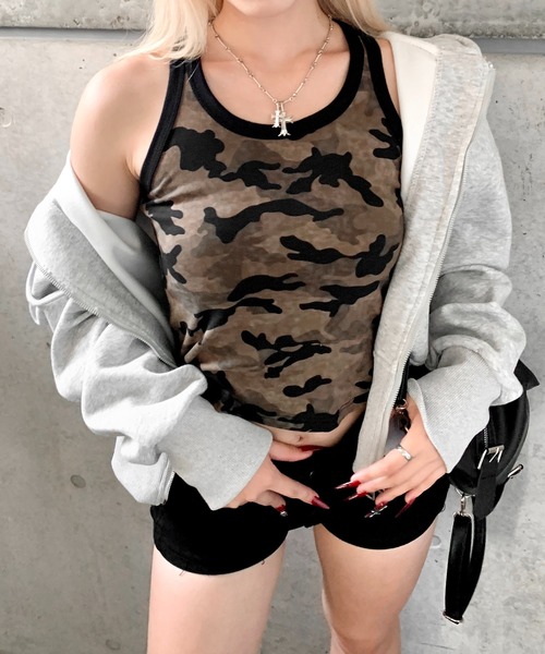 lilful(リルフル)の「配色ライン 迷彩柄タンクトップ カモフラージュ(タンクトップ・レディース・その他・M/S)」の18枚目の写真