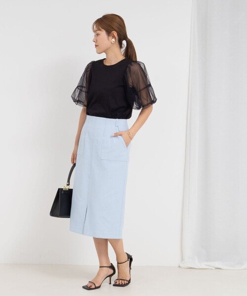 NOLLEY’S（ノーリーズ）の「ウォッシャブル高機能ドライオックスポケ付きタイトスカート（スカート・レディース・サックスブルー/ベージュ/ネイビー/ブラウン/ラベンダー・36/38/40/34）」の6枚目の写真