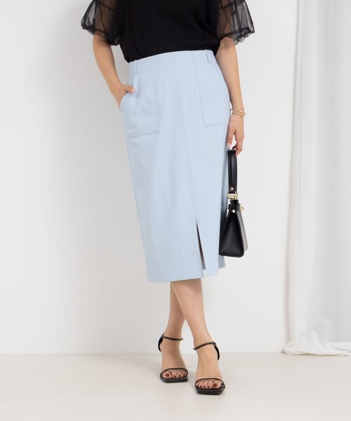 NOLLEY’S（ノーリーズ）の「ウォッシャブル高機能ドライオックスポケ付きタイトスカート（スカート・レディース・サックスブルー/ベージュ/ネイビー/ブラウン/ラベンダー・36/38/40/34）」の9枚目の写真