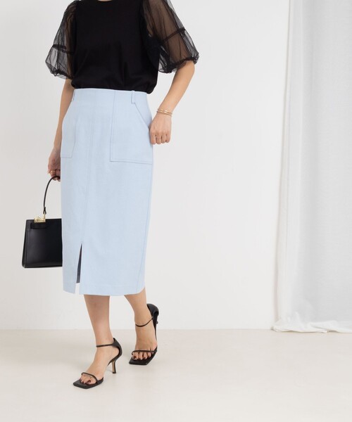 NOLLEY’S（ノーリーズ）の「ウォッシャブル高機能ドライオックスポケ付きタイトスカート（スカート・レディース・サックスブルー/ベージュ/ネイビー/ブラウン/ラベンダー・36/38/40/34）」の10枚目の写真