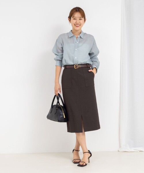 NOLLEY’S（ノーリーズ）の「ウォッシャブル高機能ドライオックスポケ付きタイトスカート（スカート・レディース・サックスブルー/ベージュ/ネイビー/ブラウン/ラベンダー・36/38/40/34）」の14枚目の写真