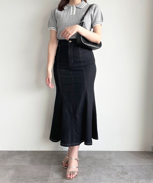 apres jour（アプレジュール）の「刺繍ケーブルポロニット（ニット/セーター・レディース・グレー/ホワイト/ピンク/ネイビー・フリー/X-LARGE）」の8枚目の写真