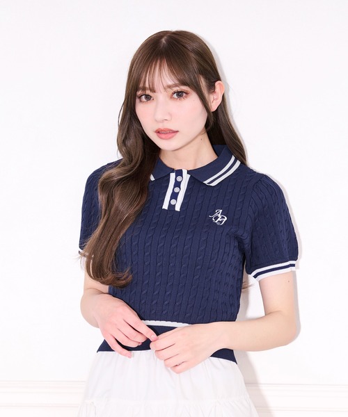 apres jour（アプレジュール）の「刺繍ケーブルポロニット（ニット/セーター・レディース・グレー/ホワイト/ピンク/ネイビー・フリー/X-LARGE）」の21枚目の写真
