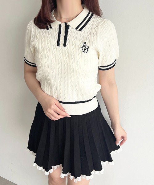 apres jour（アプレジュール）の「刺繍ケーブルポロニット（ニット/セーター・レディース・グレー/ホワイト/ピンク/ネイビー・フリー/X-LARGE）」の16枚目の写真