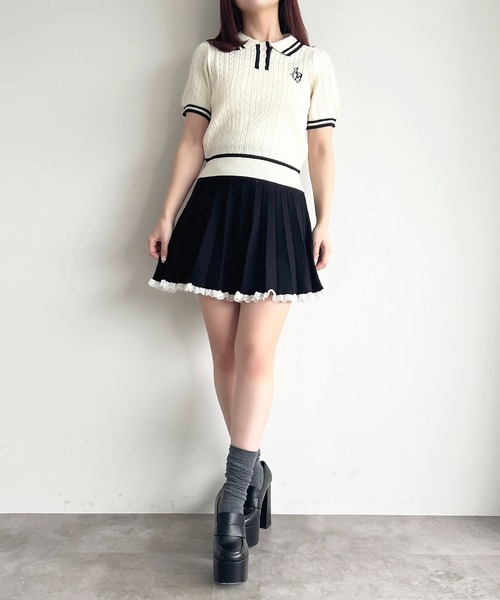 apres jour（アプレジュール）の「刺繍ケーブルポロニット（ニット/セーター・レディース・グレー/ホワイト/ピンク/ネイビー・フリー/X-LARGE）」の13枚目の写真