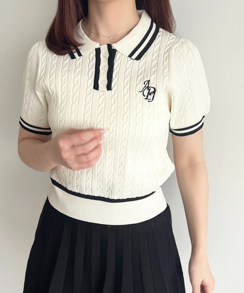 apres jour（アプレジュール）の「刺繍ケーブルポロニット（ニット/セーター・レディース・グレー/ホワイト/ピンク/ネイビー・フリー/X-LARGE）」の17枚目の写真