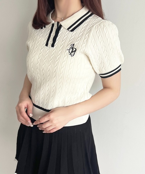 apres jour（アプレジュール）の「刺繍ケーブルポロニット（ニット/セーター・レディース・グレー/ホワイト/ピンク/ネイビー・フリー/X-LARGE）」の15枚目の写真