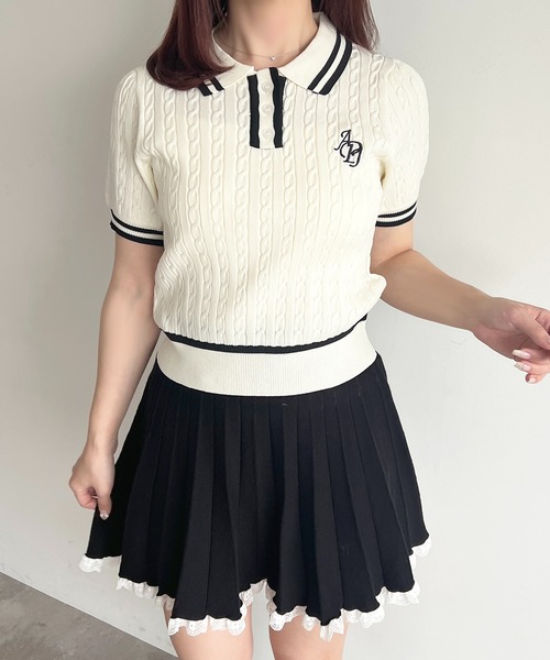 apres jour（アプレジュール）の「刺繍ケーブルポロニット（ニット/セーター・レディース・グレー/ホワイト/ピンク/ネイビー・フリー/X-LARGE）」の14枚目の写真