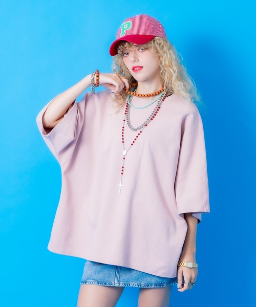 a.p.o.v.(エーピーオービー)の「a.p.o.v. オーバーサイズスウェットドルマンTシャツ(Tシャツ/カットソー・メンズ・ピンク/ベージュ/アイボリー/ブラック・ONESIZE)」の4枚目の写真