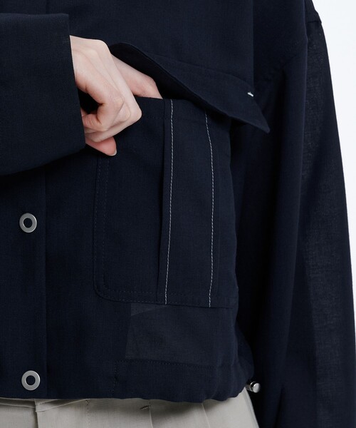 PUBLIC TOKYO（パブリックトウキョウ）の「リネンブレンドライトブルゾン（ブルゾン・レディース・ブラック/ブラウン・FREE）」の6枚目の写真