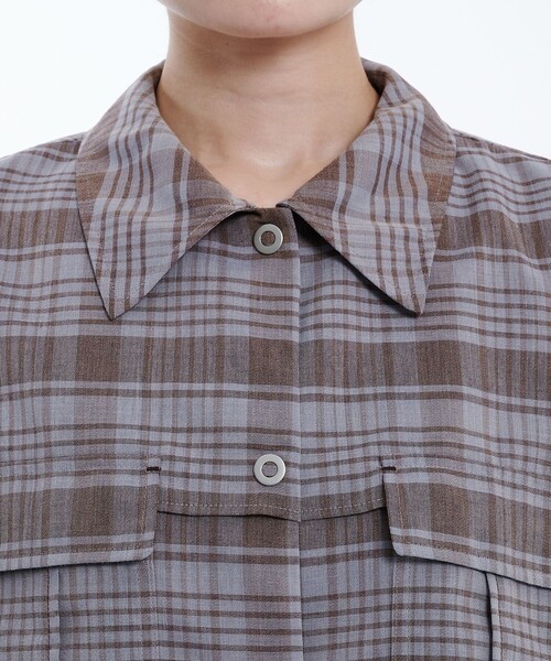 PUBLIC TOKYO（パブリックトウキョウ）の「リネンブレンドライトブルゾン（ブルゾン・レディース・ブラック/ブラウン・FREE）」の8枚目の写真