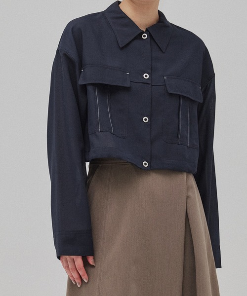 PUBLIC TOKYO（パブリックトウキョウ）の「リネンブレンドライトブルゾン（ブルゾン・レディース・ブラック/ブラウン・FREE）」の16枚目の写真