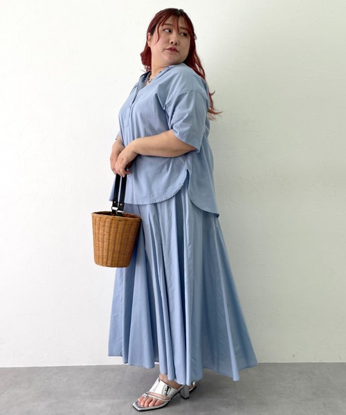 CHIC STYLE(シックスタイル)の「綿100%ローンフレアロングスカート<大きいサイズ有>シックスタイル(スカート・レディース・サックスブルー/ブラック・M/L/LL/3L/4L/5L)」の14枚目の写真