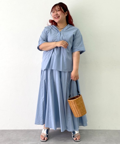 CHIC STYLE(シックスタイル)の「綿100%ローンフレアロングスカート<大きいサイズ有>シックスタイル(スカート・レディース・サックスブルー/ブラック・M/L/LL/3L/4L/5L)」の15枚目の写真