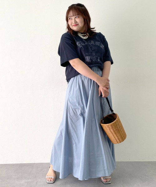 CHIC STYLE(シックスタイル)の「綿100%ローンフレアロングスカート<大きいサイズ有>シックスタイル(スカート・レディース・サックスブルー/ブラック・M/L/LL/3L/4L/5L)」の16枚目の写真