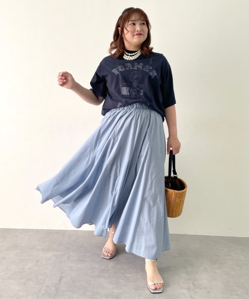 CHIC STYLE(シックスタイル)の「綿100%ローンフレアロングスカート<大きいサイズ有>シックスタイル(スカート・レディース・サックスブルー/ブラック・M/L/LL/3L/4L/5L)」の17枚目の写真