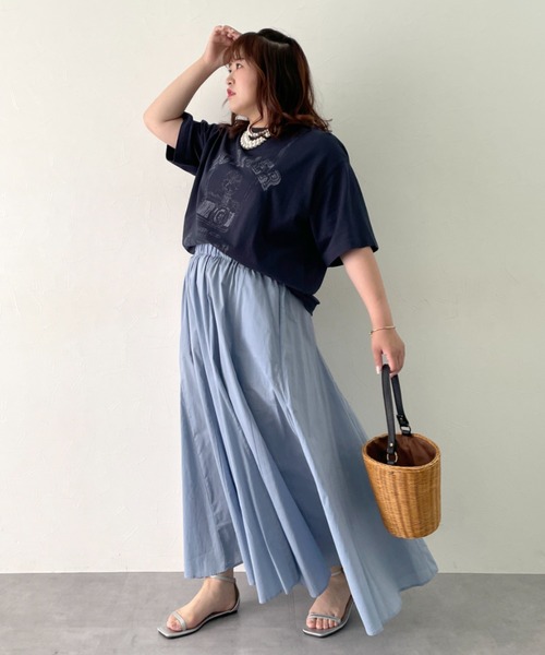 CHIC STYLE(シックスタイル)の「綿100%ローンフレアロングスカート<大きいサイズ有>シックスタイル(スカート・レディース・サックスブルー/ブラック・M/L/LL/3L/4L/5L)」の18枚目の写真