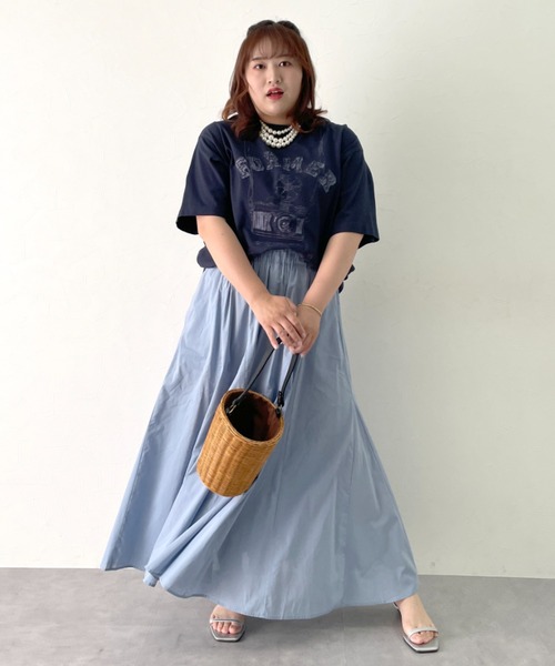 CHIC STYLE(シックスタイル)の「綿100%ローンフレアロングスカート<大きいサイズ有>シックスタイル(スカート・レディース・サックスブルー/ブラック・M/L/LL/3L/4L/5L)」の19枚目の写真