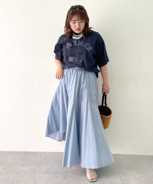 CHIC STYLE(シックスタイル)の「綿100%ローンフレアロングスカート<大きいサイズ有>シックスタイル(スカート・レディース・サックスブルー/ブラック・M/L/LL/3L/4L/5L)」の20枚目の写真