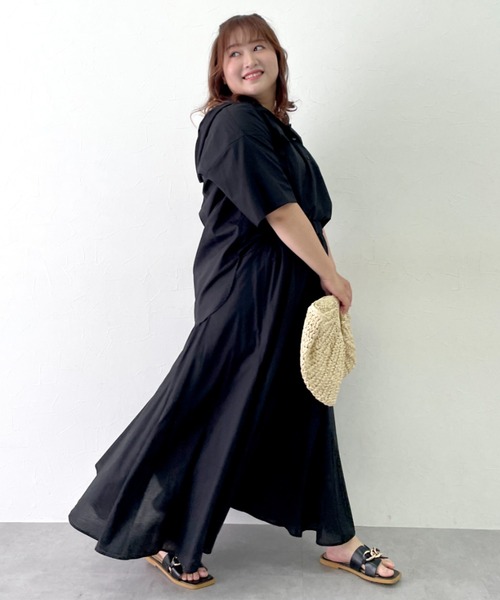 CHIC STYLE(シックスタイル)の「綿100%ローンフレアロングスカート<大きいサイズ有>シックスタイル(スカート・レディース・サックスブルー/ブラック・M/L/LL/3L/4L/5L)」の5枚目の写真