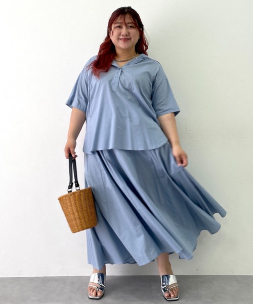 CHIC STYLE(シックスタイル)の「綿100%ローンフレアロングスカート<大きいサイズ有>シックスタイル(スカート・レディース・サックスブルー/ブラック・M/L/LL/3L/4L/5L)」の10枚目の写真