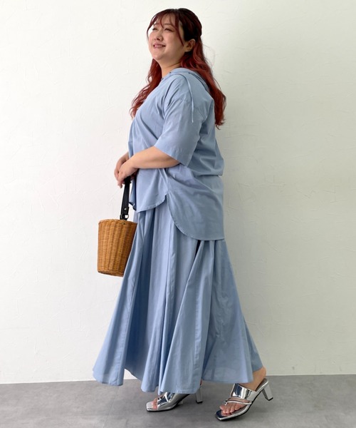 CHIC STYLE(シックスタイル)の「綿100%ローンフレアロングスカート<大きいサイズ有>シックスタイル(スカート・レディース・サックスブルー/ブラック・M/L/LL/3L/4L/5L)」の11枚目の写真