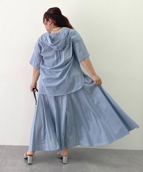 CHIC STYLE(シックスタイル)の「綿100%ローンフレアロングスカート<大きいサイズ有>シックスタイル(スカート・レディース・サックスブルー/ブラック・M/L/LL/3L/4L/5L)」の12枚目の写真
