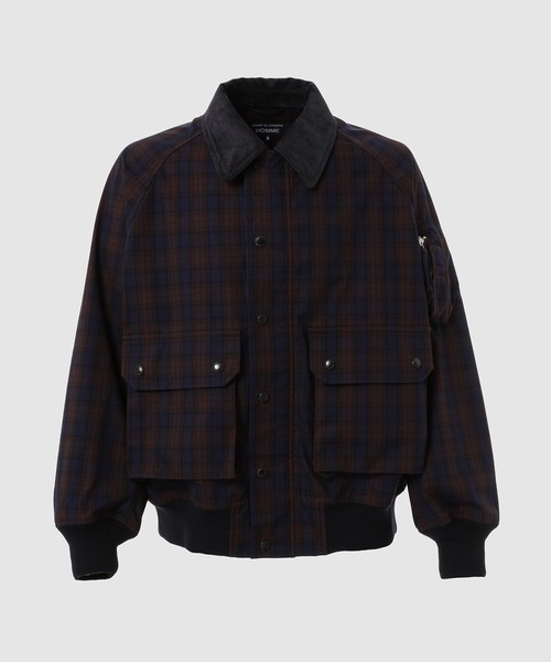 COMME des GARCONS HOMME(コム デ ギャルソン・オム)の「COTTON CHECK FLIGHT JACKET(ブルゾン・メンズ・ブラック/グレー・L/M/S)」の2枚目の写真
