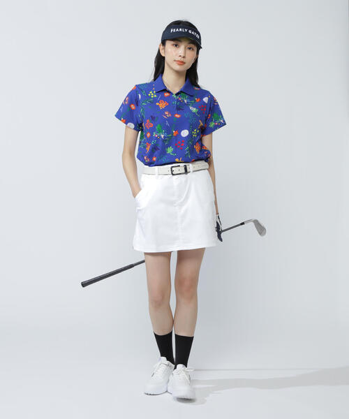 お値下げ中！　PEARLY GATES 花柄ポロシャツ サイズ4 パーリーゲイツ 格子メッシュ半袖ポロシャツ ＜ビオ花柄＞ | PEARLY GATES