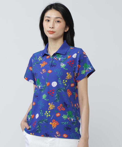 HERMÈS 花柄ポロシャツ 半袖 クリーム/赤 HERMÈS 花柄ポロシャツ 半袖 クリーム/赤