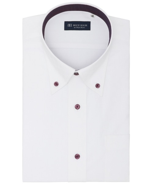 TOKYO SHIRTS(トウキョウシャツ)の「形態安定ノンアイロン ボタンダウン 半袖ビジネスワイシャツ(ビジネスシャツ・メンズ・ホワイト・首回り39cm/首回り41cm/首回り42cm/首回り43cm)」の1枚目の写真