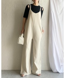 【低身長向けサイズあり】ダブルストラップオールインワンキャミサロペット