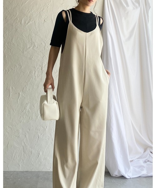 She's Closet(シーズクローゼット)の「【低身長向けサイズあり】ダブルストラップオールインワンキャミサロペット(サロペット/オーバーオール・レディース・アイボリー/ブラック/チャコールグレー・SHORT/FREE)」の8枚目の写真