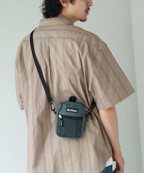 WILD THINGS(ワイルドシングス)の「【WILD THINGS/ワイルドシングス】DELFY fabric ミニショルダーバッグ/ポーチ(ショルダーバッグ・メンズ・グレー/ブラック/ターコイズブルー/ベージュ・FREE)」の16枚目の写真