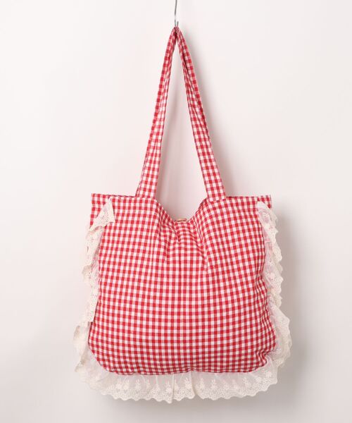 aimoha(アイモハ)の「レースフリル刺繍トートバッグ(トートバッグ・レディース・レッド/ブラック/ホワイト/ベージュ・FREE)」の5枚目の写真