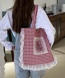 レースフリル刺繍トートバッグ