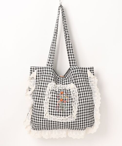 aimoha(アイモハ)の「レースフリル刺繍トートバッグ(トートバッグ・レディース・レッド/ブラック/ホワイト/ベージュ・FREE)」の12枚目の写真